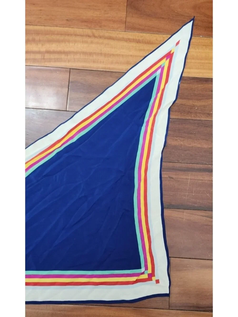 Echo Triangle Scarf Shawl Blue Rainbow Stripe Retro Y2K Head Wrap